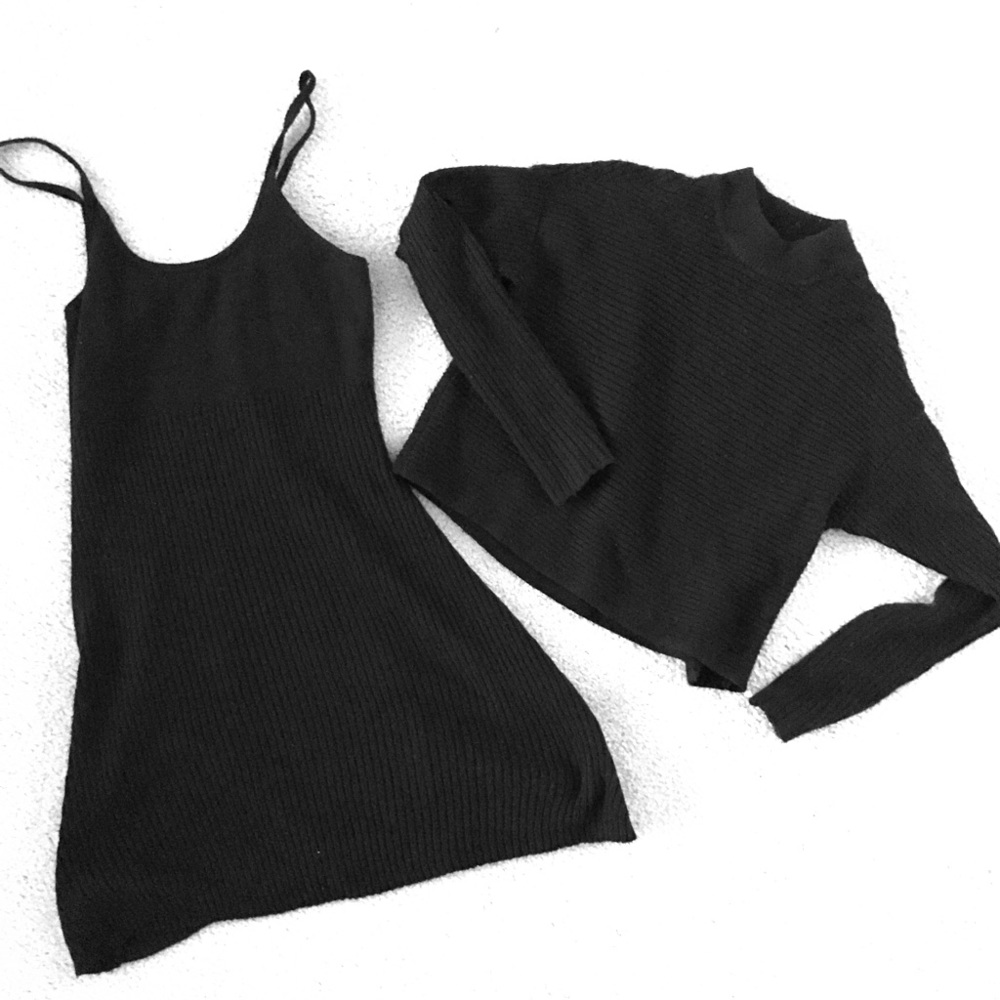 American Eagle Warm knit dress and crop top set